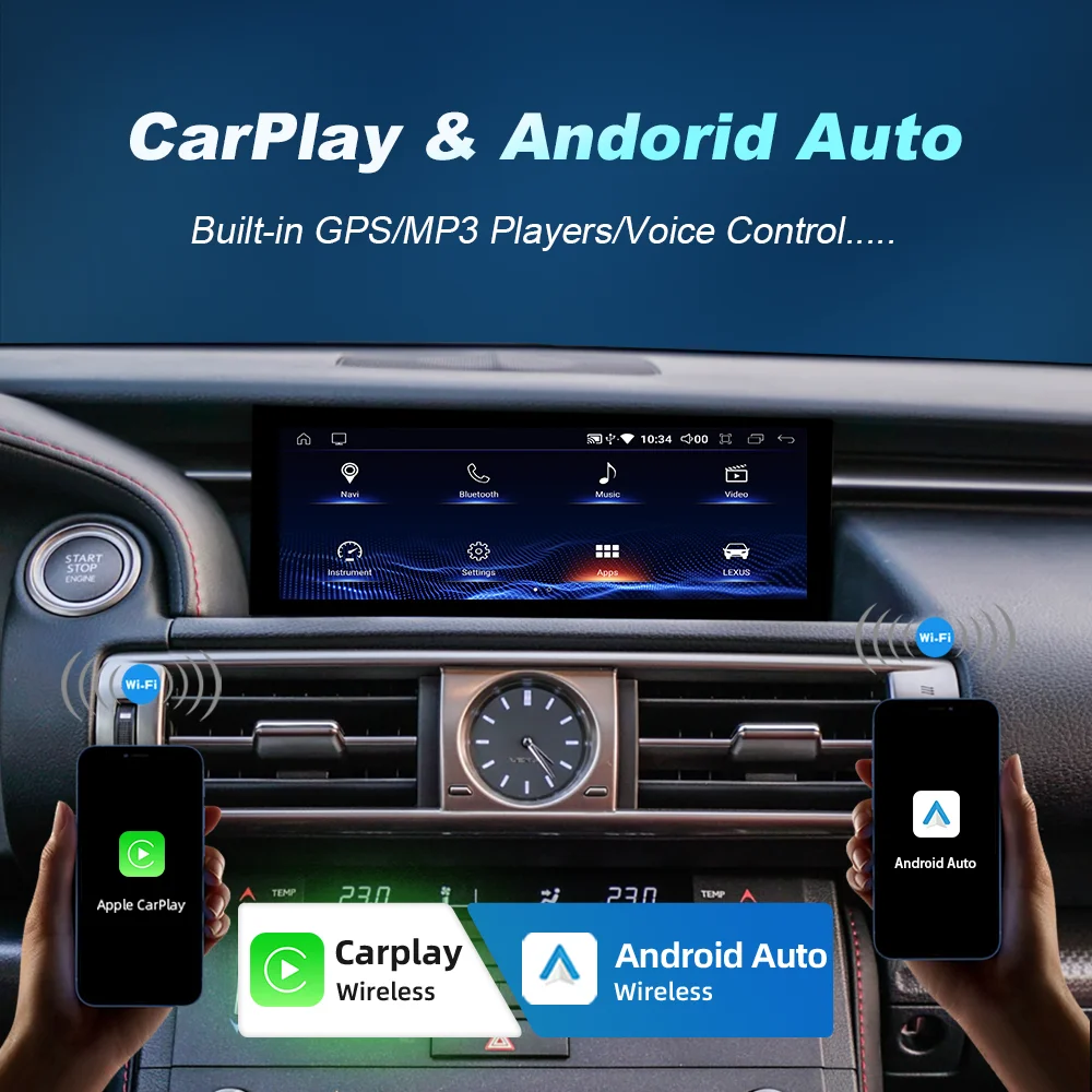 Radio con Carplay y Android Auto Inalámbrico para Lexus IS 2013-2017, Reproductor Multimedia Estéreo para Auto, 4G WIFI, Navegación GPS, DSP 4