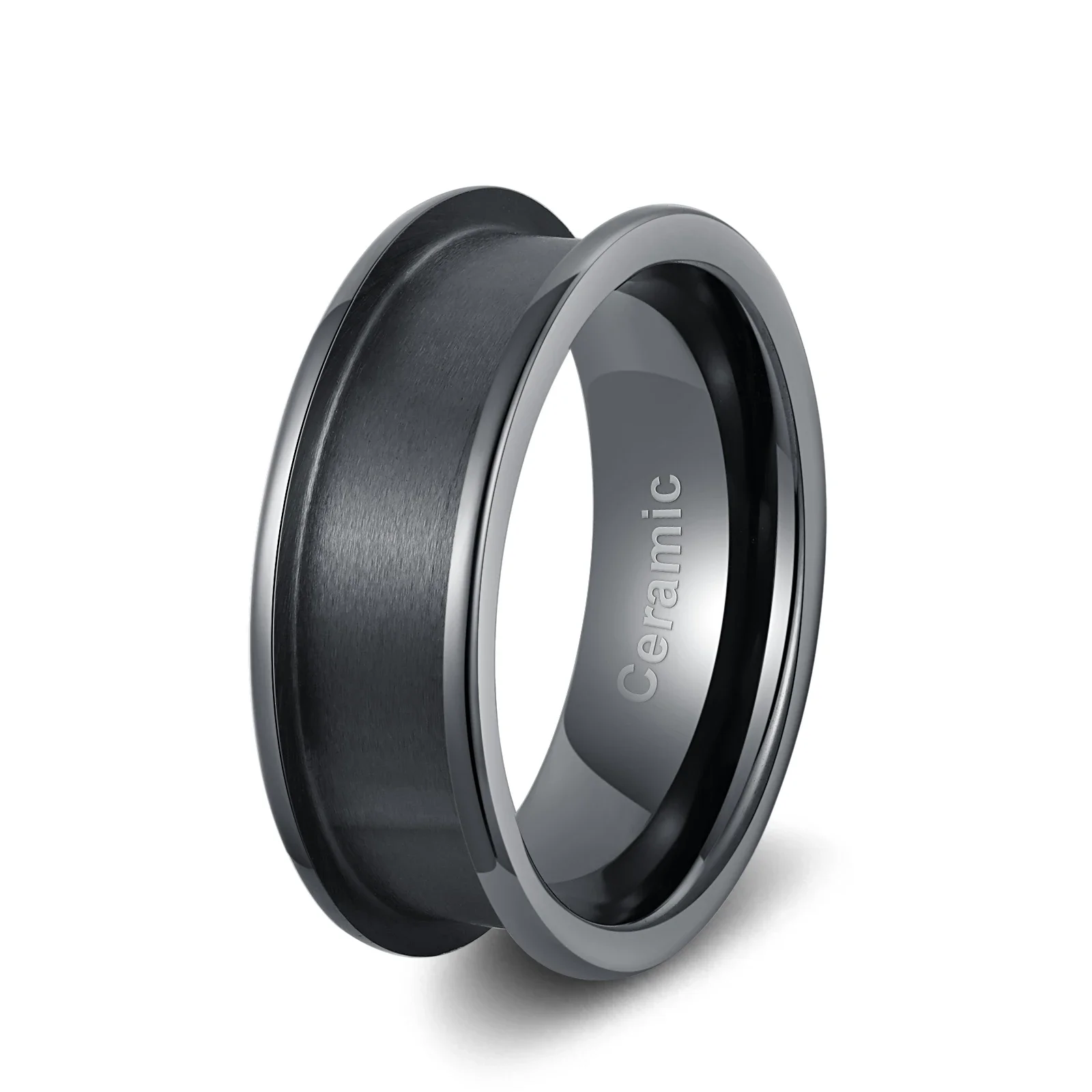 8mm Black White Ceramic Stainless Steel Titanium Tungsten Ring Core Blank For Inlay
