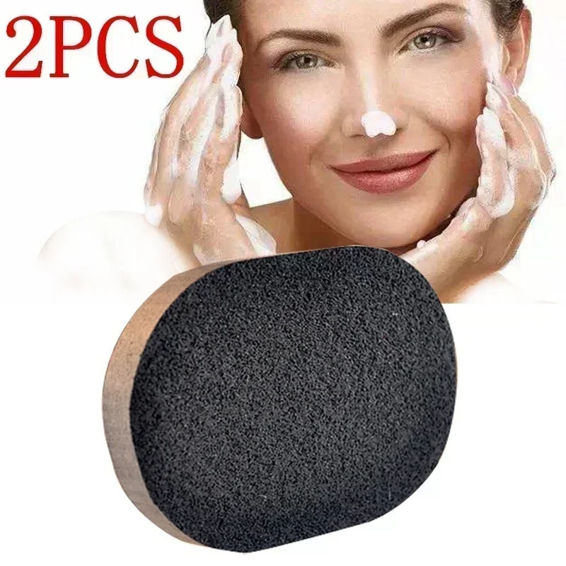 

2 Pcs/set of Soft and Natural Bamboo Charcoal Facial Sponge Beauty as Cleaning Products Thickened with Excellent Foaming Effect