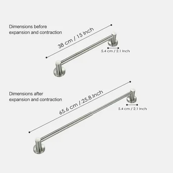 ราวแขวนผ้าเช็ดตัวเดี่ยวแบบปรับความยาวได้ ทำจากสแตนเลส (15 นิ้ว-25 นิ้ว) ติดผนัง ป้องกันสนิม 2