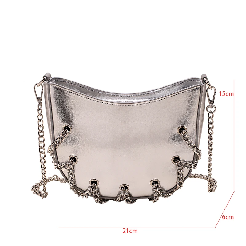 Ins Chic Laides Silver Shoulder Bag Small Flap Bag Women Trendy 2023 Thick  Chain Soft PU Handbags For Women Luxury bolso mujer - AliExpress