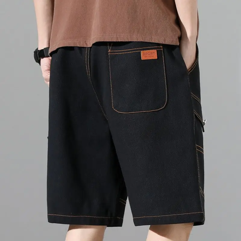 2023 New Summer Fashion Trend High Waist Lace Up Panel Pocket Open Line Decoration Casual Loose Oversize Men's Casual Pants