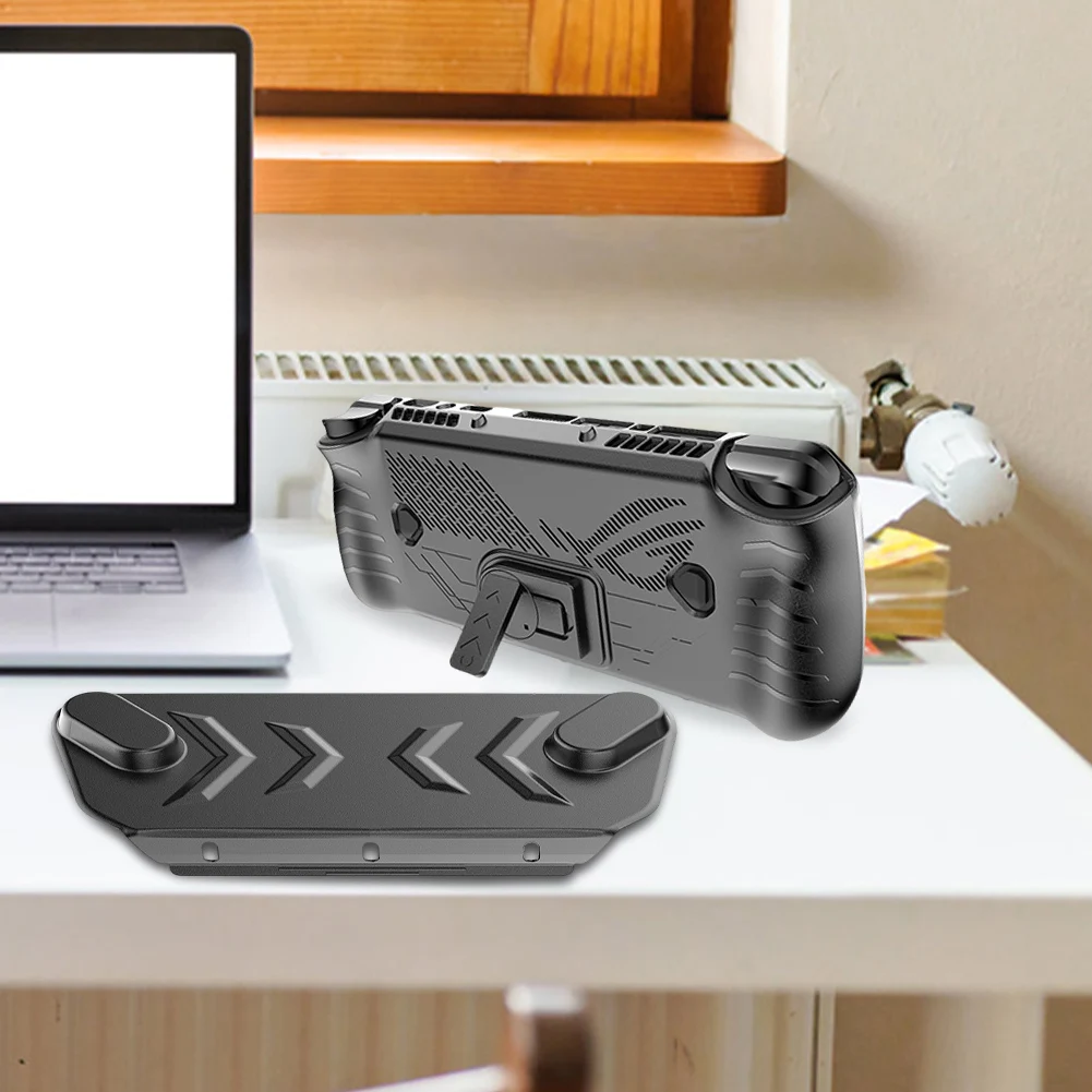 For Asus ROG Ally X Gaming Console TPU Protective Case Shockproof Protector Shell Sleeve+Top Cover With Back Stand+Tempered Film