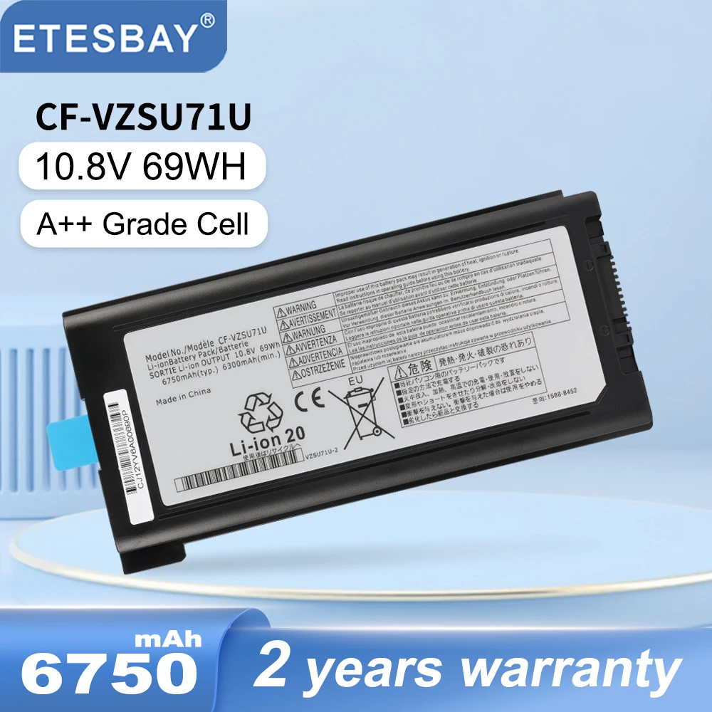Etesbay-bateria para Toughbook Panasonic Cf-vzsu71u Cf30 Cf-31 Cf53 Cf-vzsu46u Cf-vzsu72u 10.8v 69wh 6750mah