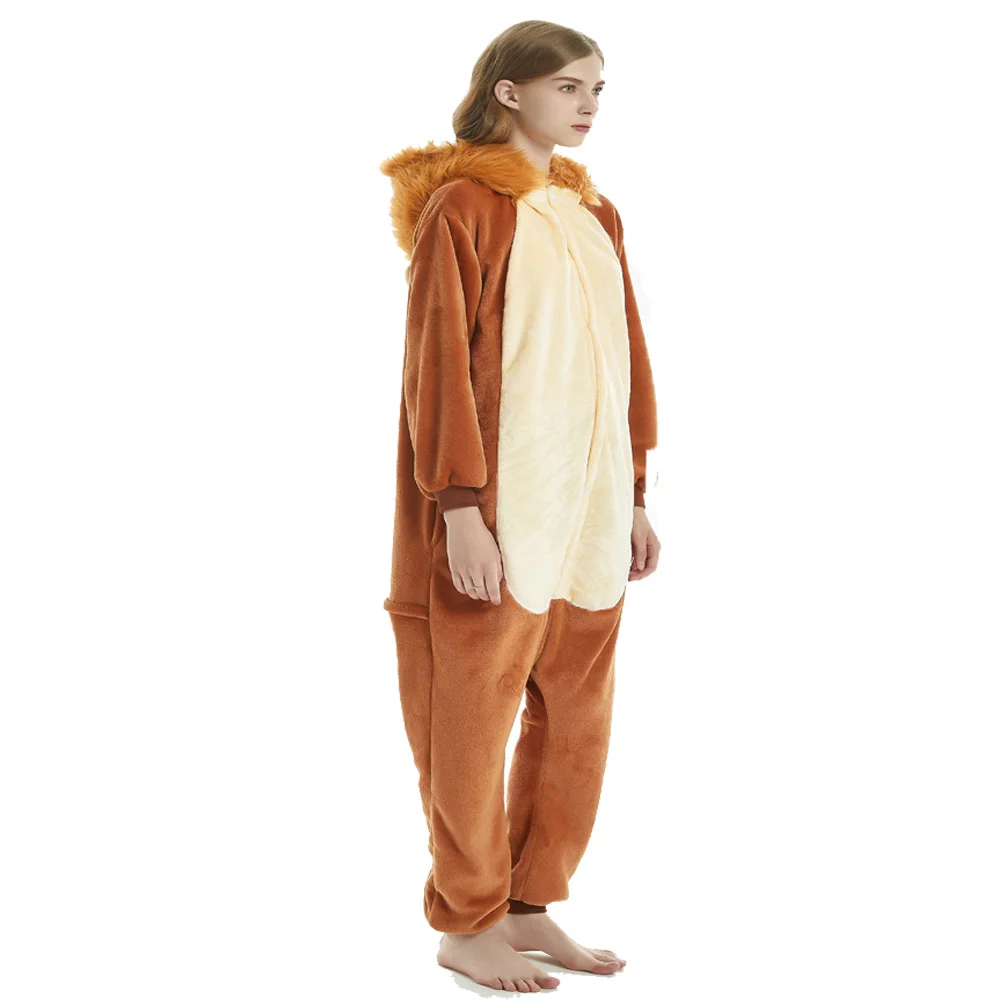 Kigurumi Adult Animal Costume Lion Onesie Plus Size Anime Brown