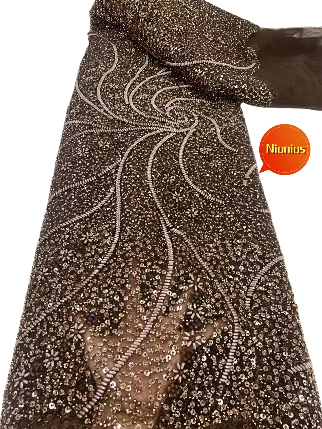 

2024New Arrival Elegant Delicate Best Quality Beaded Tube lace with Lots STones Fabric For Party Evening Dress NN1838_Z