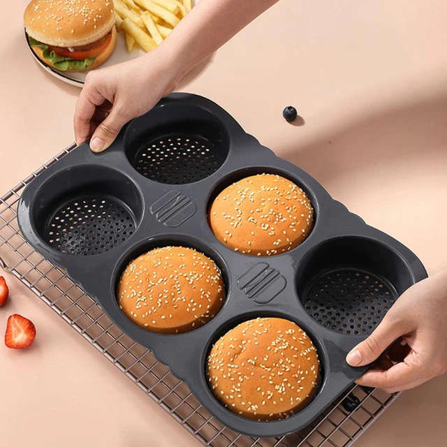 Hamburger Bun Pan Food Grade BPA Free Heat-Resistant Dishwasher Safe Burger  Mold Baking Pan Kitchen Accessories - AliExpress