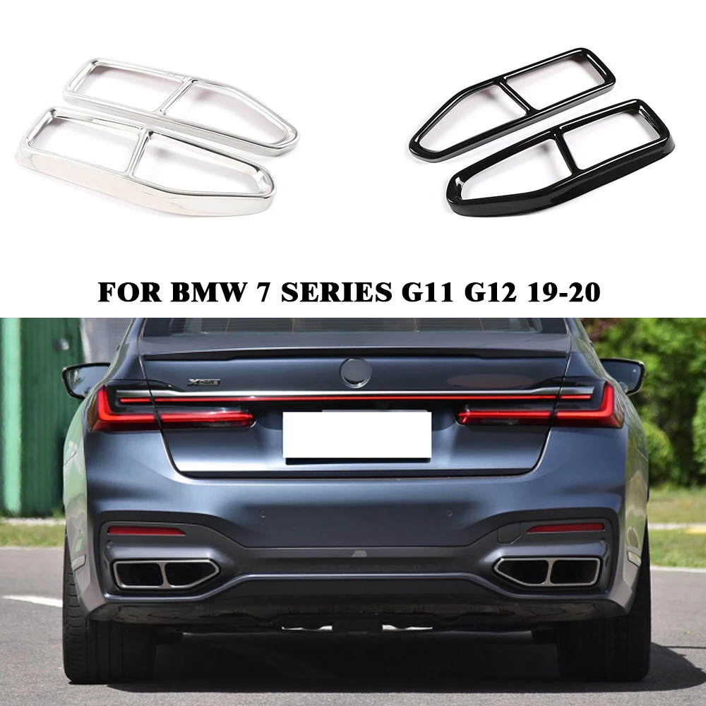 

2Pcs Steel Exhaust Muffler Tail Pipe Cover For BMW 7 Series G11 G12 2019-2020 AUTO Accessories