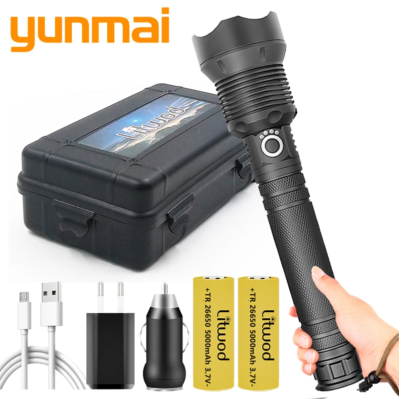 XHP70 Super Bright Powerful LED Flashlight USB Rechargeable 1685 26650 Battery Torch Zoomable Lantern For Outside Camping |