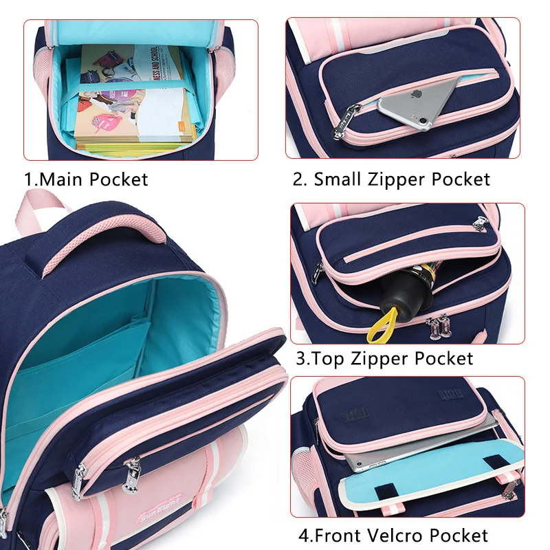 NEW 2024 High Quality Orthopedic Back Primary Girl Shcool Bags Kid Book Bag Teenage Backpacks Waterproof Satchel 4