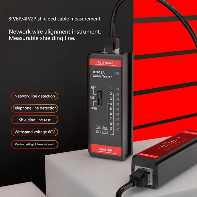 Wire Telephone Line Test Meter HT812A Cable Tester Line Finder RJ11 RJ45 Cable Toner Finder Tooln01r