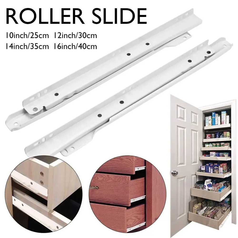 1Pair Mute Two Section Drawer Track Slides Cabinet Rails Thickening Table Chute Clothing Cabinets Roller Pulley Furniture Slide