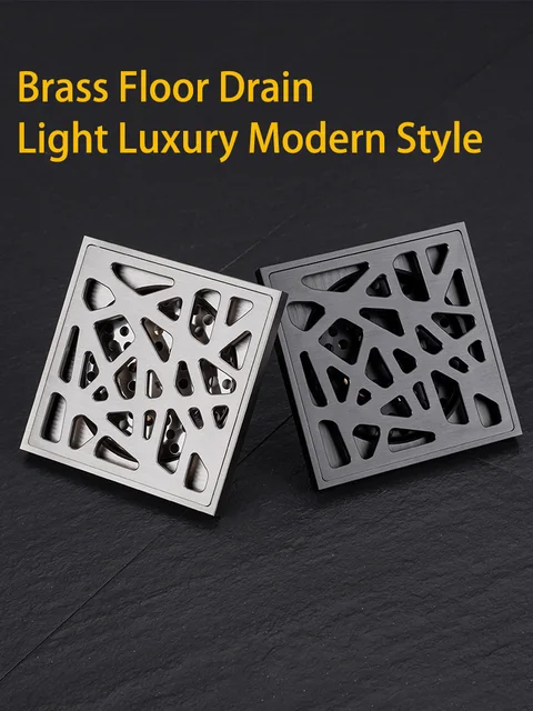 ท่อระบายน้ำทองเหลืองหรูหราพร้อมงานแกะสลักที่สวยงาม10X10CM ป้องกันกลิ่นและแมลงสำหรับห้องอาบน้ำห้องน้ำและระเบียง 1