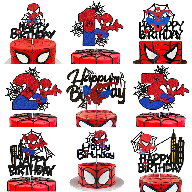 32 Decorazioni Tema Spider-Man Per Compleanni - Cake Topper E Accessori Festa - Foto 10