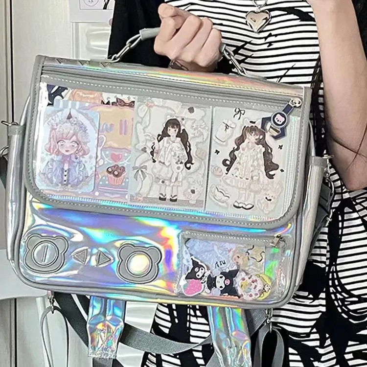 

Original Trend Itabag Backpack Transparent Shoulder Bag Everyday Versatile Fashion PU Bag Handbag Kawaii Messenger Bag Schoolbag