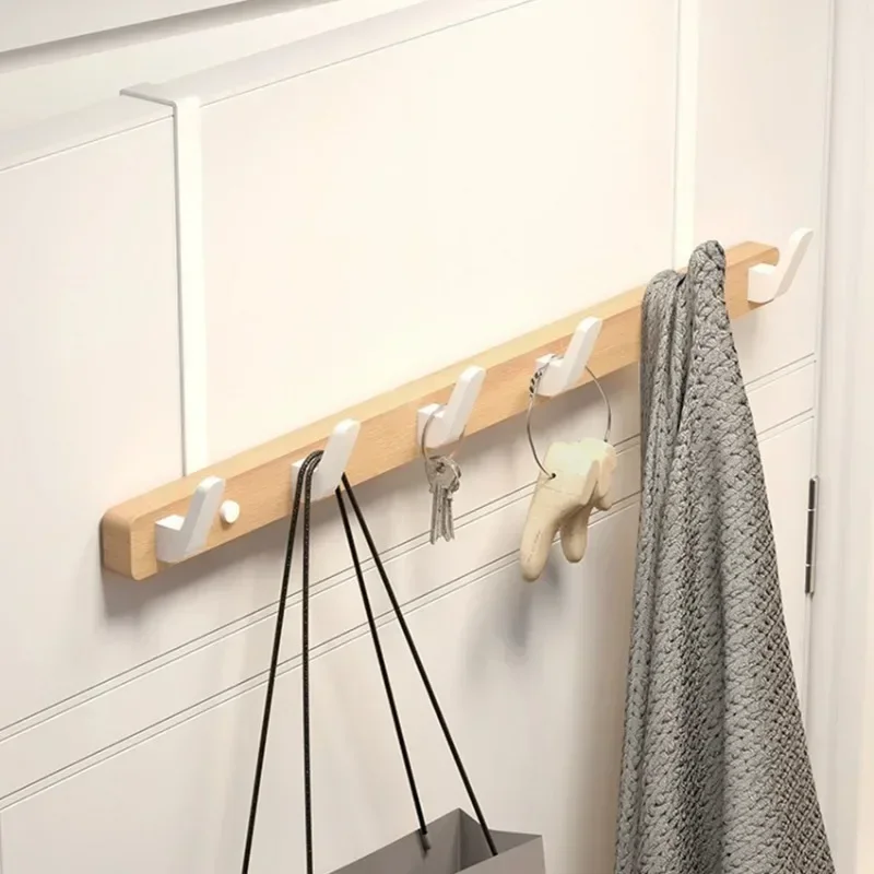 Perforated Light Luxury Black Nordic Creative Wooden Hook Wall Hanging Wall Black Walnut Decorative Row Hook 3