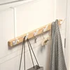 Perforated Light Luxury Black Nordic Creative Wooden Hook Wall Hanging Wall Black Walnut Decorative Row Hook 3