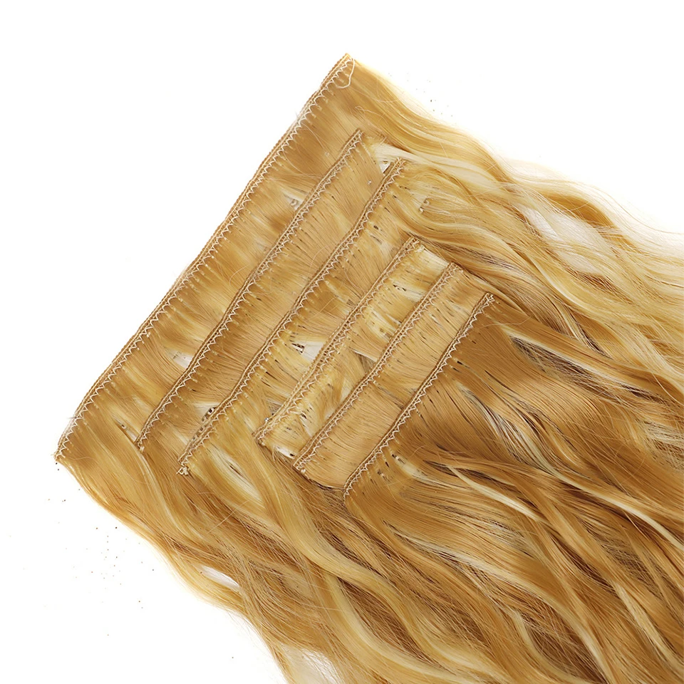 16Clips Clip In Hair Extension Long Wavy Synthetic Wigs For Women 6Pcs/Set 20Inch Corn Curly Fake Hairpiece Heat Resistant Fiber hair extensions