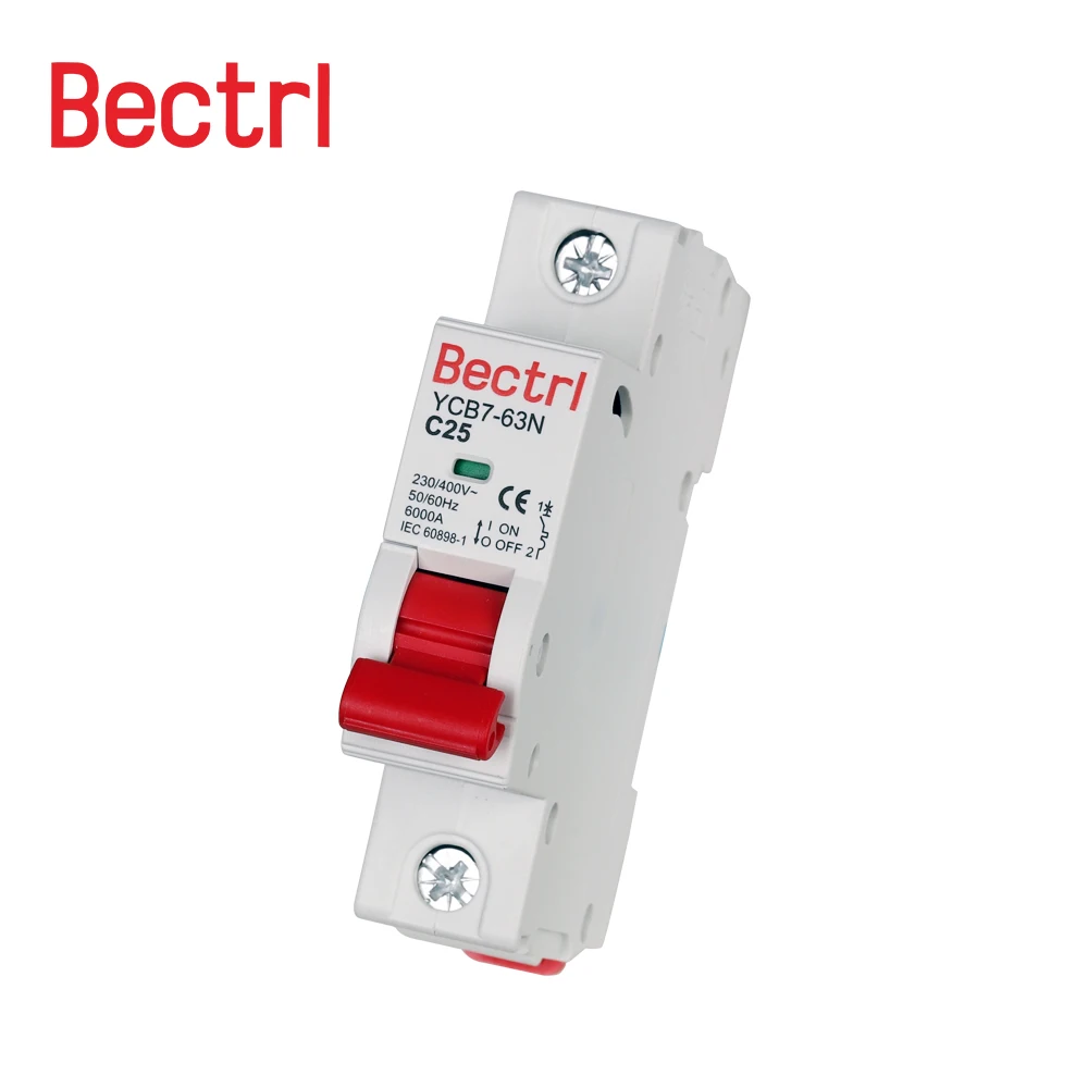 AC MCB YCB7-63N C 커브 미니 회로 차단기, 230/400V  50HZ/60HZ, 1P, 2P, 3P, 4P, 3A, 6A, 10A, 16A, 20A, 25A, 32A, 40A, 50A, 63
