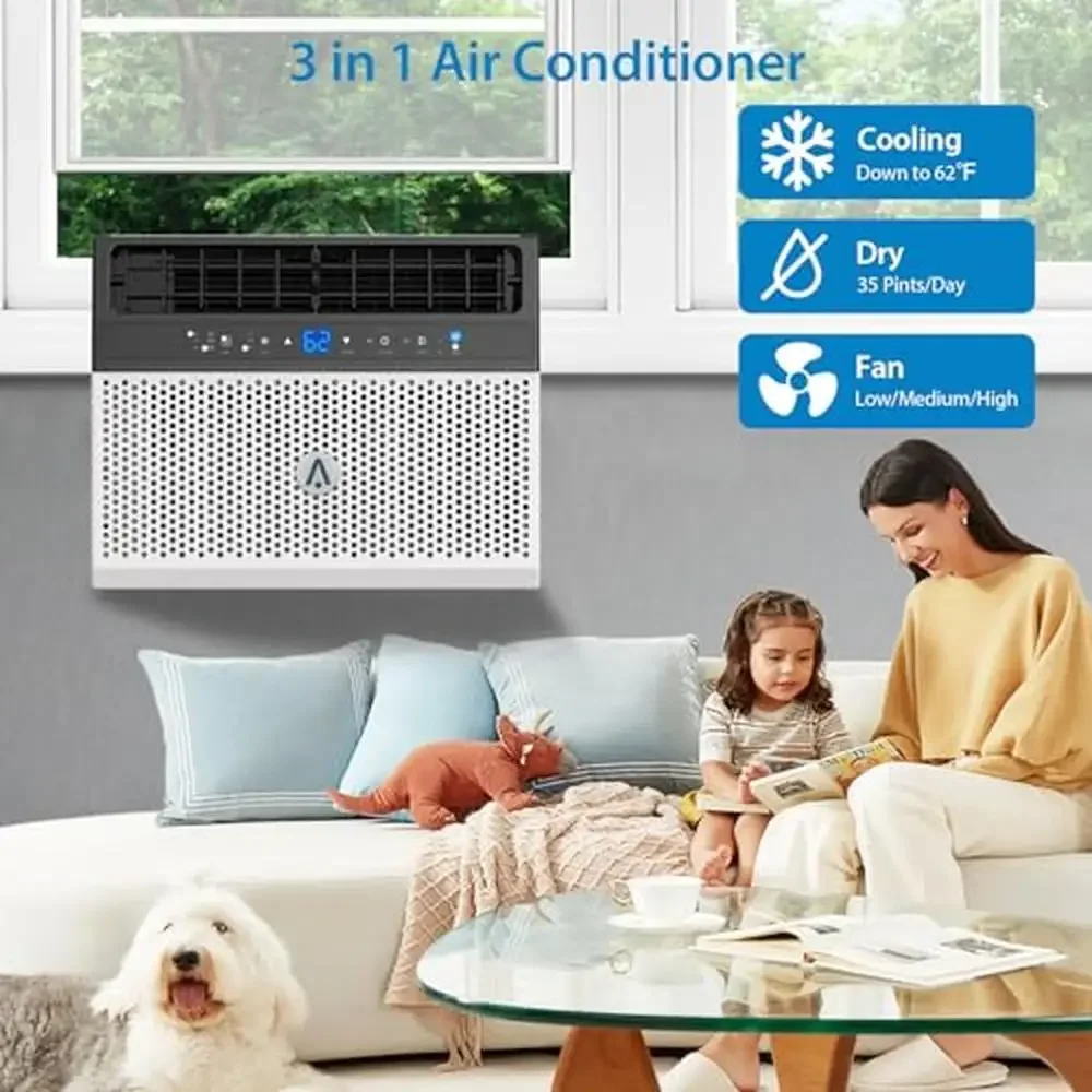 8000BTU U-Shaped Window Air Conditioner Cools up to 350 sq. ft. 6 Modes Energy Saving Quiet Operation Easy Installation Remote 5