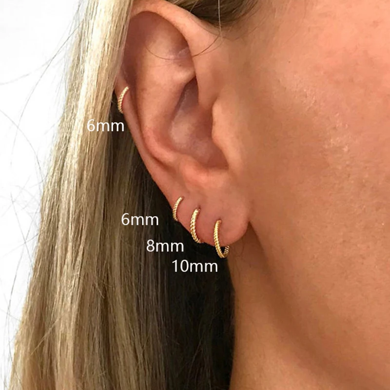 

New Stainless Steel Twist Ear Hoops Earrings Vintage Round Small Huggie Minimalist Earrings For Women Men Trendy Jewelry