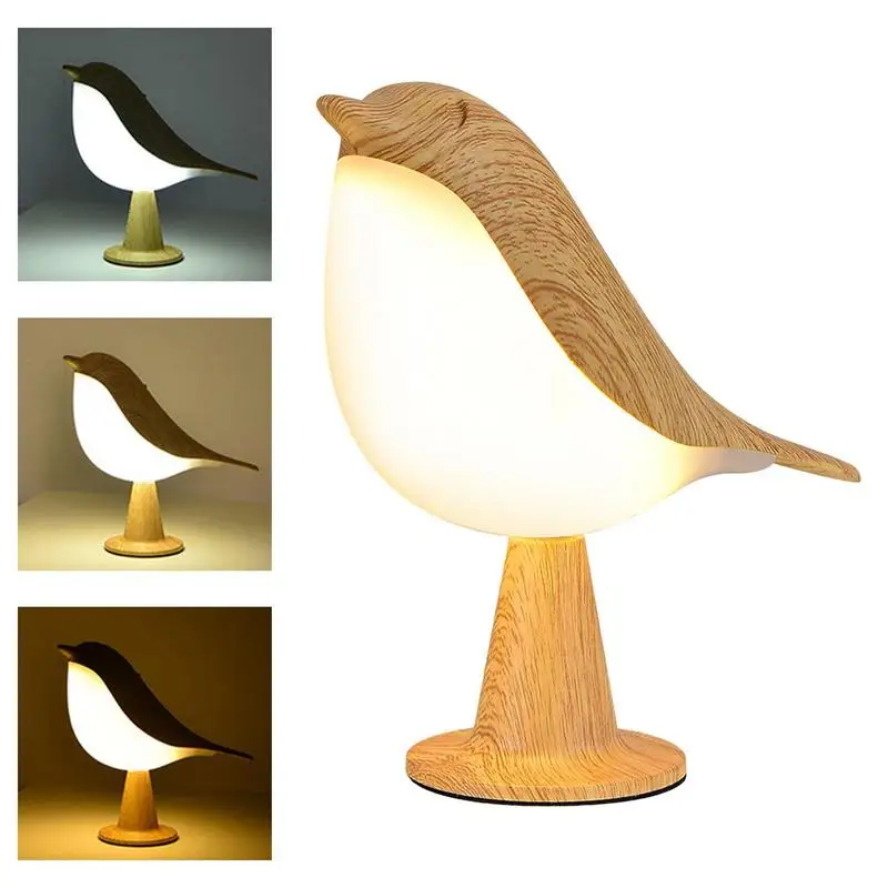 

Bird Night Light USB Rechargeable 3 Colors Bedside Lamp Creative Dimming Brightness Table Reading Bird Lamp For Home Living Room