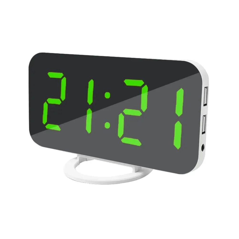 

Цифровой будильник, электронный будильник с функцией повтора, USB-зарядка, зеркальная лампа