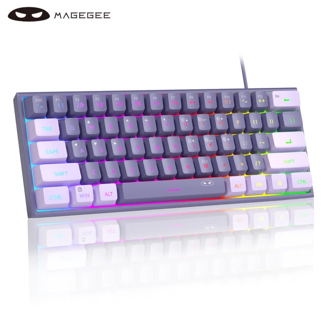 MageGee Mini 60% Gaming Keyboard, RGB Backlit 61 Key Ultra-Compact Keyboard, TS91 Ergonomic Waterproof Mechanical Feeling Office 9