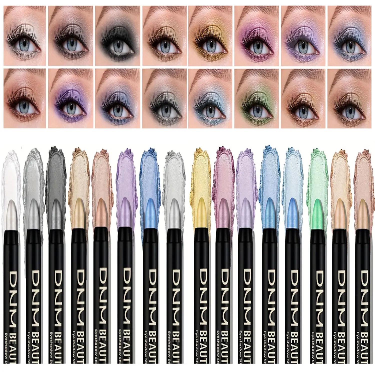 16 Colors Pearlescent Eyeliner, Color Glitter Waterproof Long-Lasting Eye Makeup Non-smudge Eyeliner 2 16 Colors Pearlescent Eyeliner, Color Glitter Waterproof Long-Lasting Eye Makeup Non-smudge Eyeliner 2