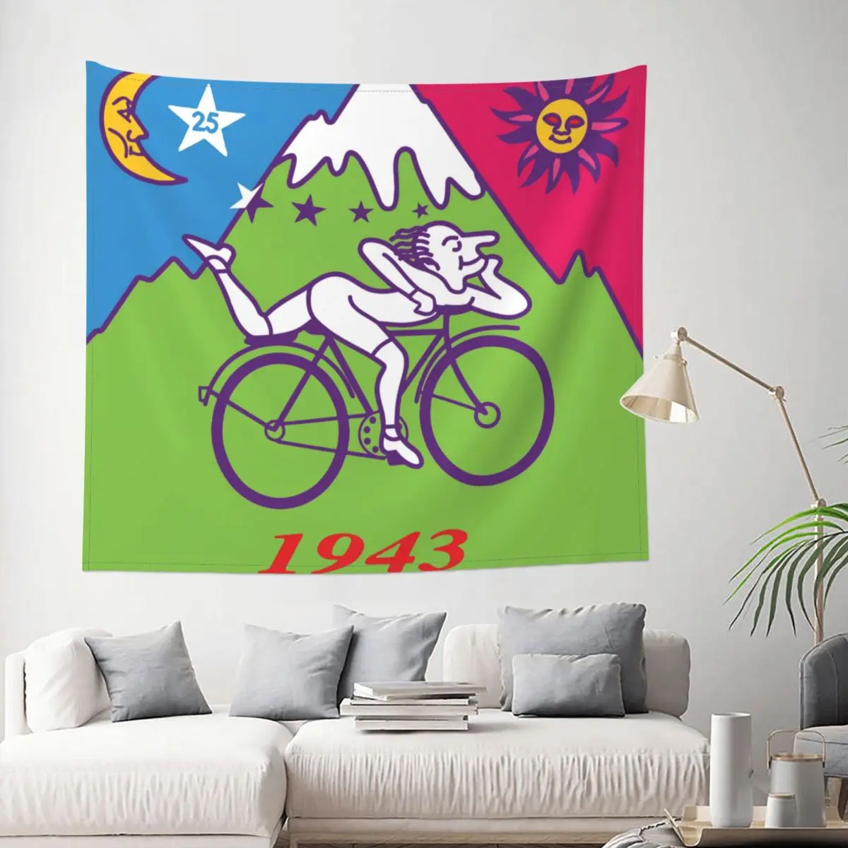 

Albert Hofmann Bicycle Day LSD 1943 Tapestry Hippie Wall Hanging Vintage Decoration for Bedroom Yoga Mat Psychedelic Wall Carpet