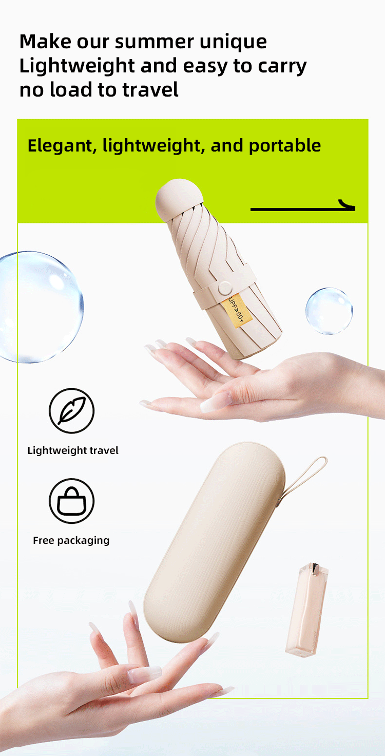 Description Picture 6 of itemCapsule Umbrella Folding Lightweight Mini Umbrella Sunny and Rainy Dualuse UV Protection Umbrella Mini Five-fold Umbrella New