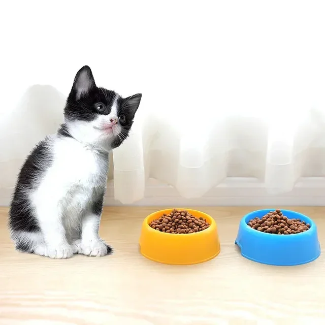 Solid Color Pet Bowls Candy-Colored Lightweight Plastic Single Bowl Small Dog Cat Pet Bowl Pet Feeding Water Bowl 2