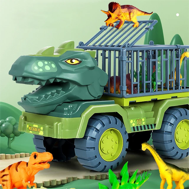 Children Dinosaur Engineering Car Toys Kids Large Size Transport Excavator Vehicles Carrier Truck Toy Pull Back Vehicle Gifts 4