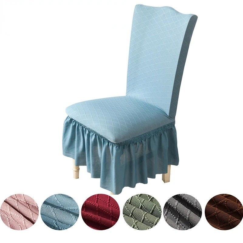 

1PC Seat Cover Jacquard Dining Chair Cover Stretch Slipcover Skirt Elastic Banquet Wedding Party