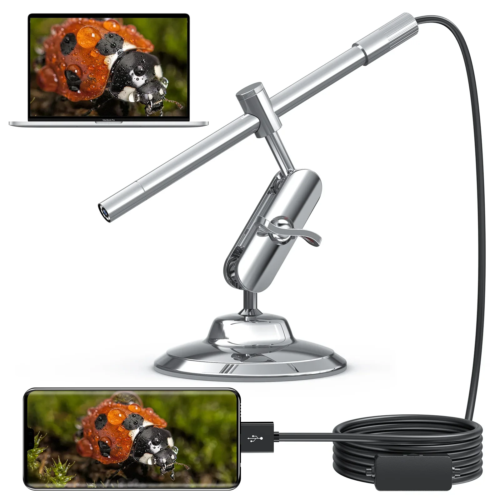 Teslong MS100 Portable USB Microscope, Microscope, 2 in 1, Intercom, RECORD, VIDEOS, TAKE PHOTOS, 8 LED Lights, 10X - 200X 4