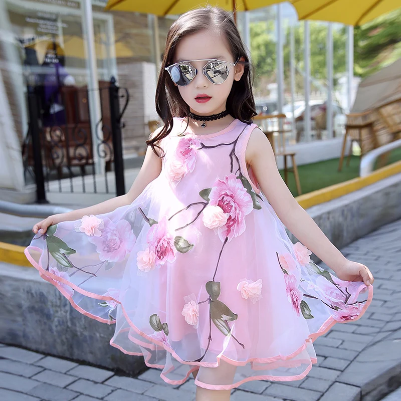 Girls Flower Bohemian Summer Dress ChildKids Girl Beach Dresses Chiffon Dresses Floral Teenager Girl's Clothes 6 8 10 12 14 Year