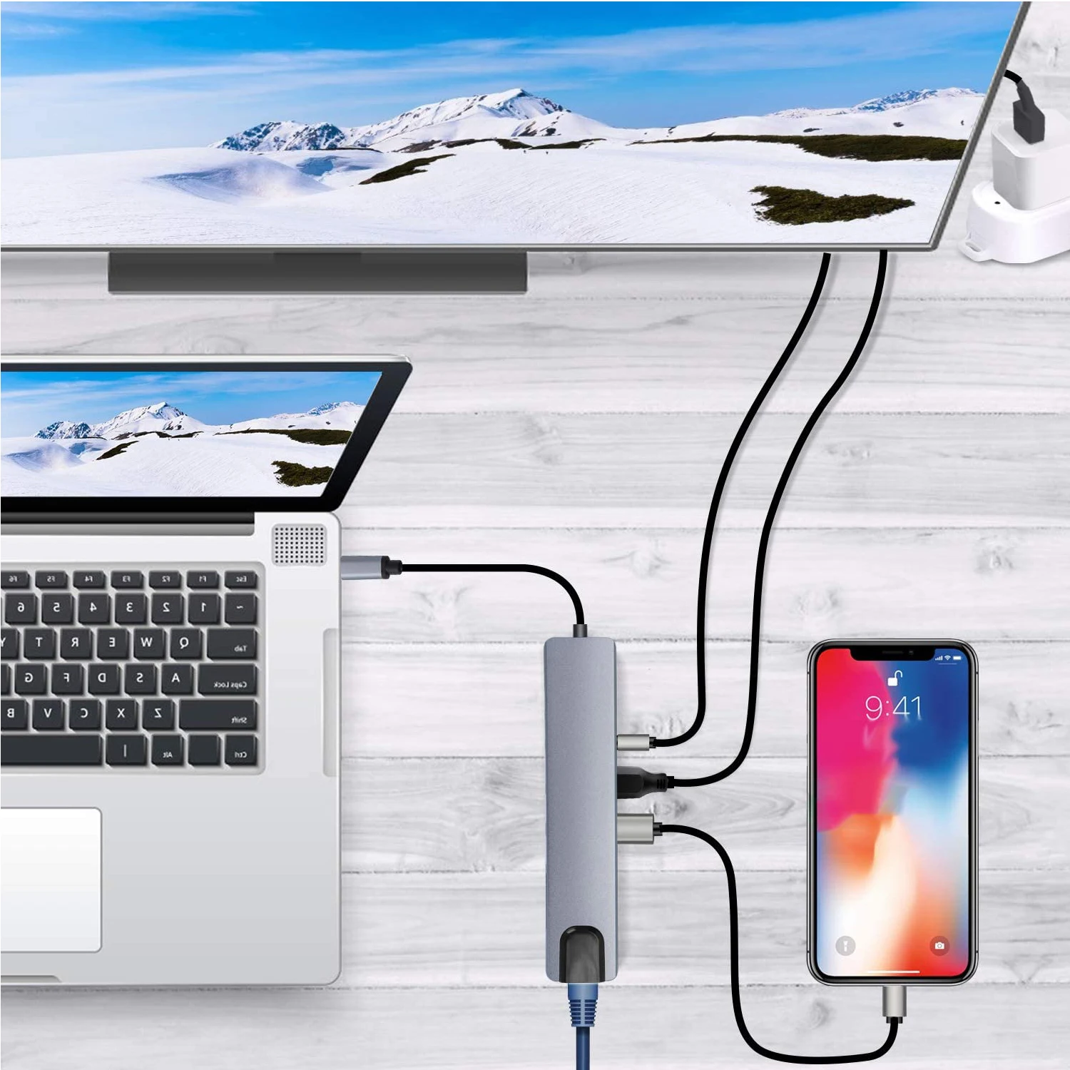 Hub USB C 8 En 1 Con HDMI 4K, Ethernet Y Carga PD 100W | Compatible Con MacBook, IPad, Surface, Galaxy