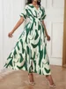Green Women's Oversized Woven Dress Casual Bohemian Maxi Summer A-Line Long  Full Length Clothing Green