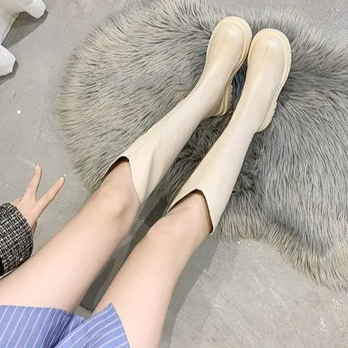 Sexy Thick Heels Round toe high boots Long Boots For Women Fashion Style Autumn Winter Chunky Platform High Boots Party Shoes