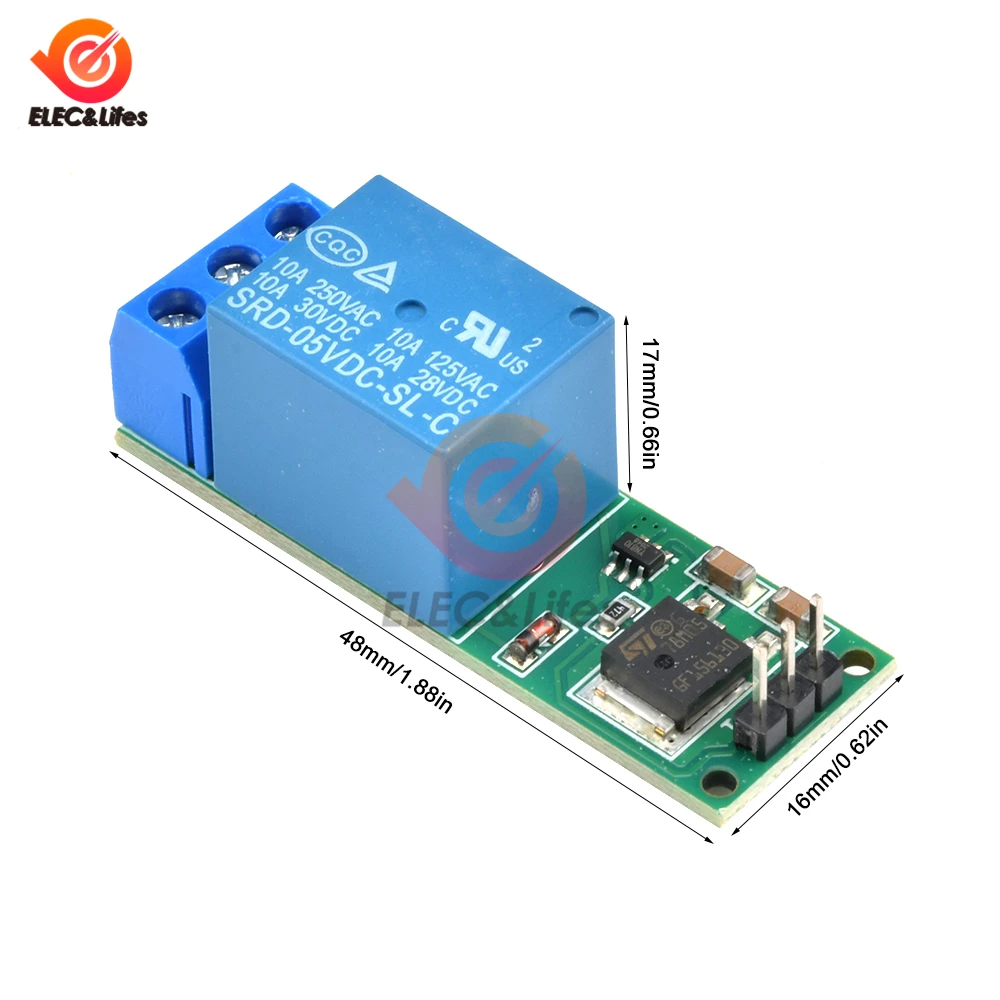 Trava Módulo de Relé Bistable Self-Locking Switch, Pulso Baixo Gatilho Board, Arduino Smart Home LED, DC 6V, 9V, 12V, 24V