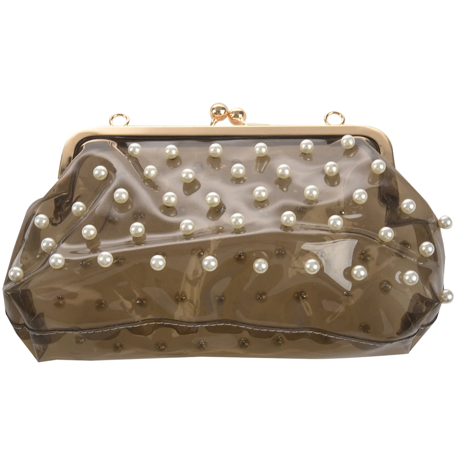 

Модная вечерняя сумка через плечо на цепочке, мессенджер для девушек, прозрачная сумочка из ПВХ с жемчугом, Женский саквояж кросс-боди