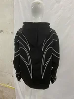 Street Retro Fashion Clothing Striped Embroidered Black Double Zipper Hoodie American Hip-hop Punk Oversized Sweatshirt women - Image 6