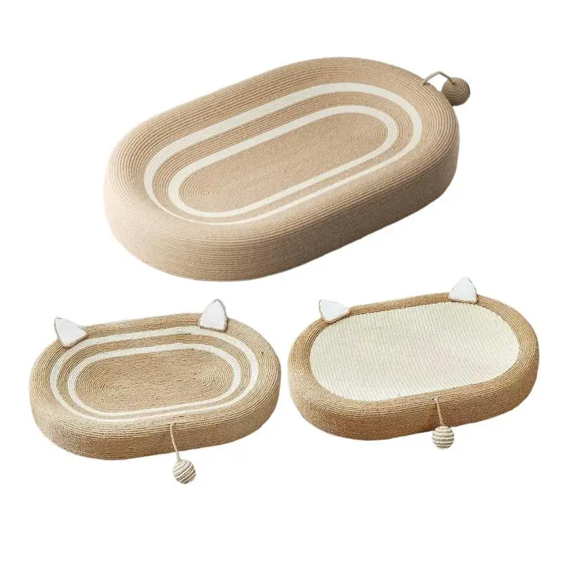 

Cat Scratch Pad Oval Cat Scratch Bed With Ball Toys Woven Cat Scratch Bed And Post Pet Supplies For Relieves Boredom Increase