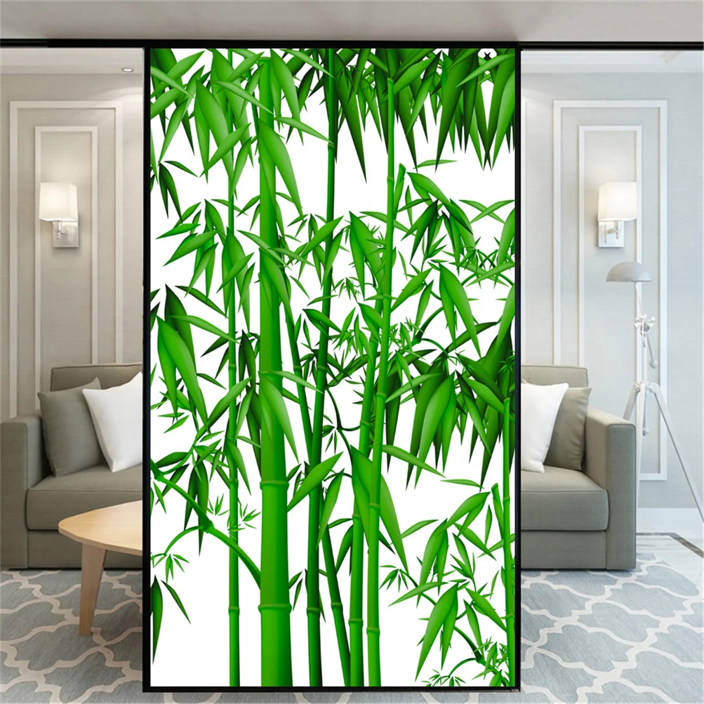 

Decorative Windows Film Privacy Bamboo Plant Glass Window Stickers No Glue Static Cling Frosted Window Film for Home Decor
