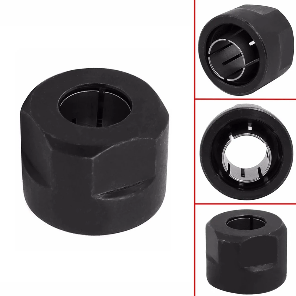 

T50 1pc Black Collet Nut Plunge Router Parts 12.7mm Center Hole For 3612 Power Tool Parts 21*27mm