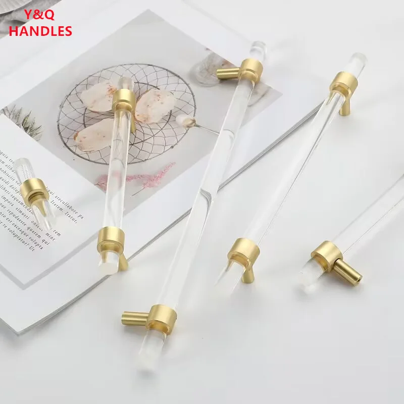 Cabinet Handles Handles Drawer Cabinet Furniture Kitchen Cabinet Knob Door Drawer Furniture Kitchen Golden Transparent Crystal Wood