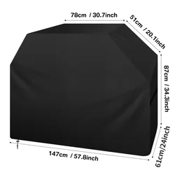 Durable Weatherproof Large BBQ Grill Cover with Velcro (Black)