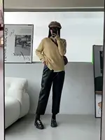 QOERLIN женские брюки из искусственной кожи