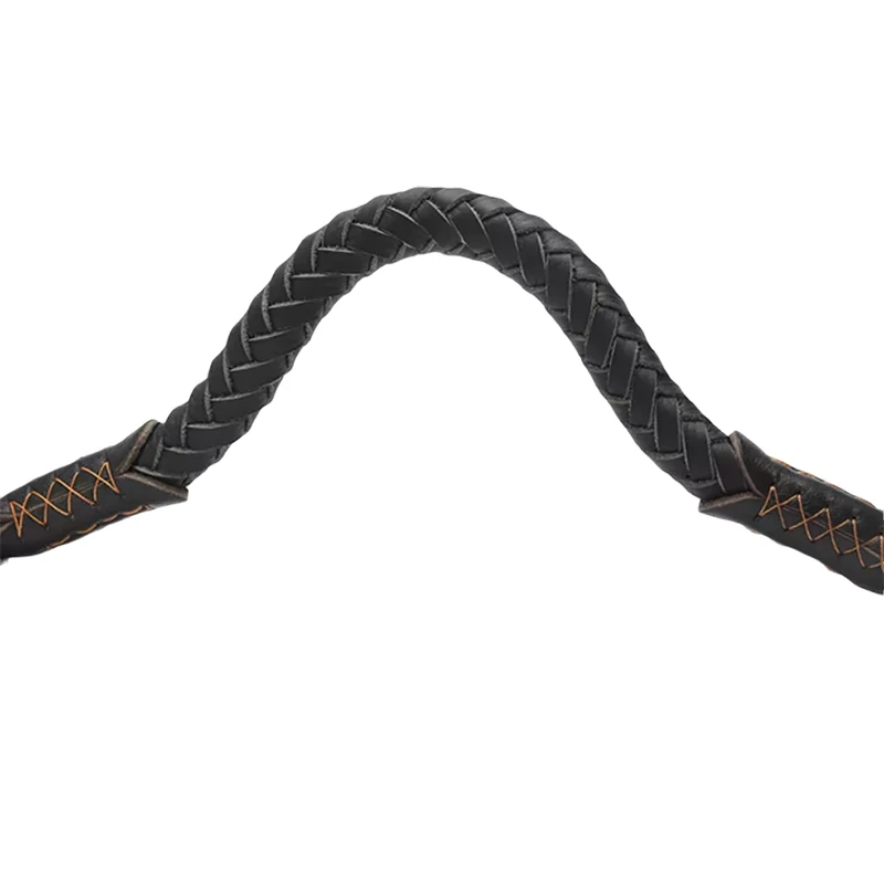 Slip Dog Collar Leather Large Dog Collar eight-strand Braided Real Leather big Stainless steel for a dog