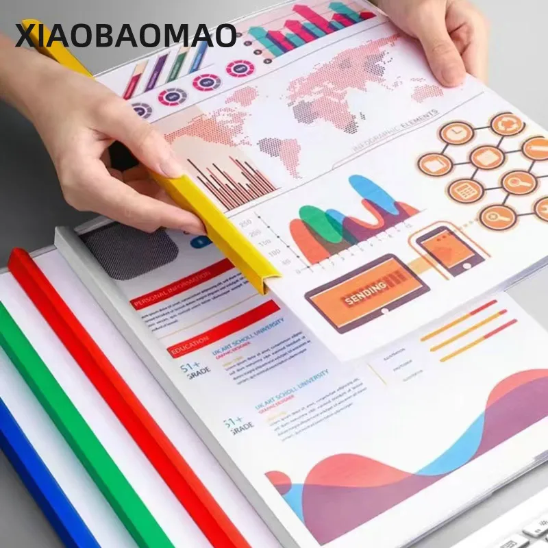 10PCS A4 File Cover Horizontal Color transparent Organizer Spine Report Cover Art Designs Drawing Paper Organizer Folders School